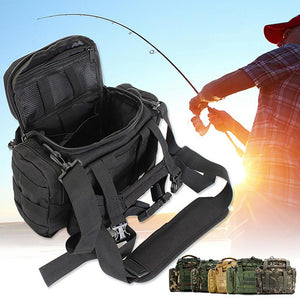 Waist Shoulder Waterproof Fishing Tackle Bag Pack Box Reel Lure Gear Storage