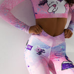 Cargar imagen en el visor de la galería, Gym Fitness Pants 2-Piece Set Yoga Elastic  Workout Print Long-Sleeved T-Shirt &amp; Leggings
