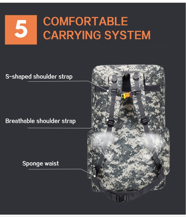 Sport Trekking Camping Travel Large Practical Backpack Outdoor Waterproof Luggage Bag 120L