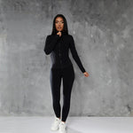 Lade das Bild in den Galerie-Viewer, Gym Fitness Yoga sportswear Long-sleeved top cover gym training suit running tight leggings fitness 2-piece Set
