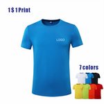 이미지를 갤러리 뷰어에 로드 , Gym Fitness Solid Men &amp; Women&#39;s Cotton T-shirt Spandex Short Sleeve Custom Printed LOGO Sports Breathable Top
