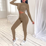 Cargar imagen en el visor de la galería, Gym Fitness Yoga High Waist Yoga Jumpsuits Long Sleeve Cut Out Front Sportswear Backless Fitness Workout Suits
