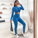 Lade das Bild in den Galerie-Viewer, Gym Fitness Yoga High Waist Yoga Jumpsuits Long Sleeve Cut Out Front Sportswear Backless Fitness Workout Suits
